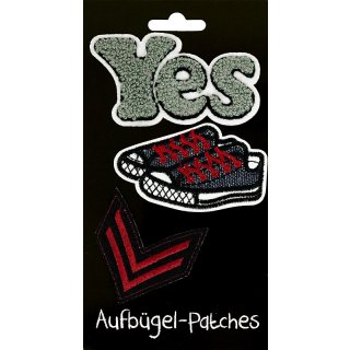 Aufbügel Patches "Yes, Turnschuhe, Wings"