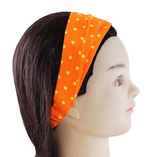 Haarband orange mit gelben Punkten