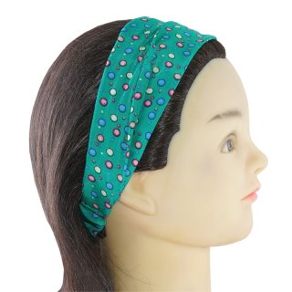 Haarband grün mit bunten Punkten