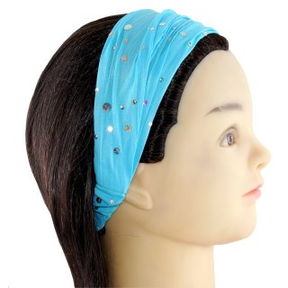 Haarband hellblau mit Pailletten