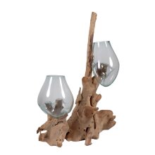 Teakholz Wurzel mit 2 Gläsern, H. ca. 70 cm
