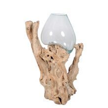 Wurzelholz mit Glas, H. ca. 70 bis 90 cm
