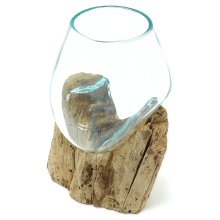 Liqva - Teakholz mit Glas,  Ø: ca. 12 cm