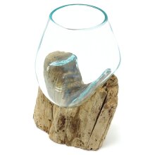 Teak wood with glass, Ø: approx. 15 cm