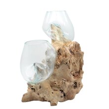 Teakholz mit 2 Gläsern, Ø Glas 25 cm