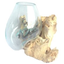 Liqva, Teakholz mit Glas, H. ca. 35 cm