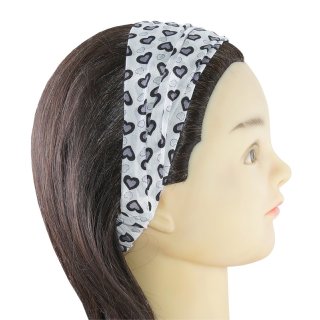 Haarband für Kinder, weiß schwarz mit Herz Print