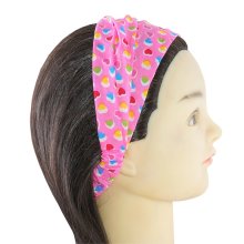 Haarband für Kinder, pink mit Herz Print