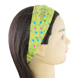 Haarband für Kinder, grün mit Herz Print
