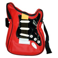 Gitarrentasche,  groß, 40 x 30 cm, rot/schwarz