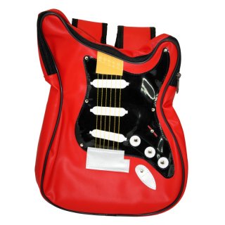 Gitarrentasche, Rucksack, 40 x 30 cm, rot/schwarz