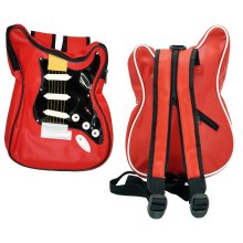 Gitarrentasche/Rucksack, klein, rot/schwarz