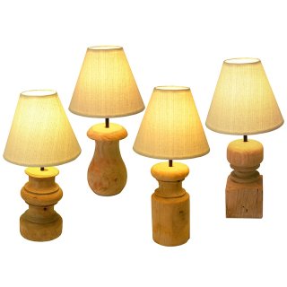 Lampe aus altem Treppengeländer, Holz, H: ca. 40 cm