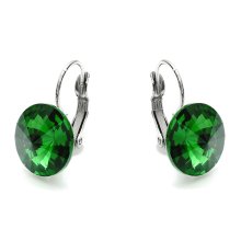 stainless steel earrings, green stone