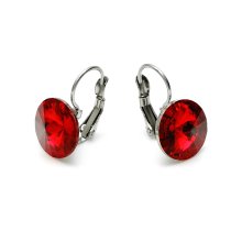 stainless steel earrings, red stone