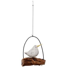 Mobile Vogel auf Holz in Metallbogen