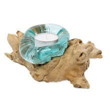 Teelicht Wurzel mit Glas ca. 10 bis 20 cm,