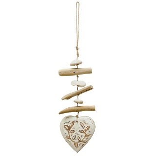 wind chimes "love", carved, small, white, ca. 35 - 40 cm