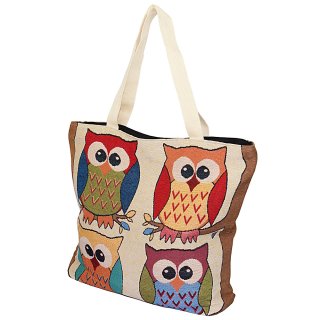 carrying bag "Owls", "4 owls on branch"