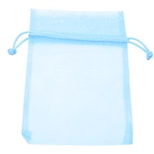 Organza bag, 10 x 15 cm, blue, 6 pcs