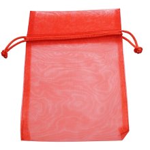 Organza bag, 10 x 15 cm, red, 6 pcs
