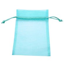 Organza bag, 10 x 15 cm, turquoise, 6 pcs