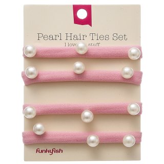 Hair Ties, rosa mit weißen Perlen