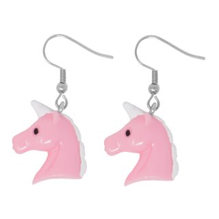 Ohrringe, Paar "Einhorn", Farbe: rosa Länge: 30 mm