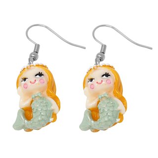 Ohrringe, Paar "Meerjungfrau" grün, Länge: ca. 40 mm