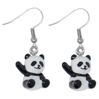 Ohrringe, Paar "Pandabär", Länge: ca. 30 mm