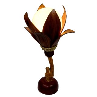 Tischlampe "Blüte" mit 8 Kokospalmenblättern