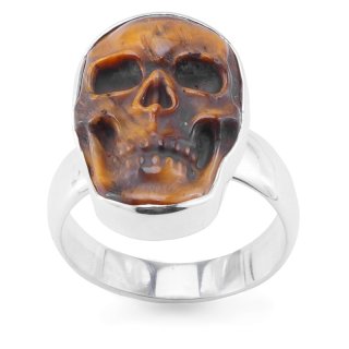 Ring, Silber "Skull", braun, Höhe: 28 mm, in verschiedenen Größen