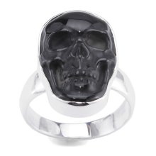 Ring, Silber "Skull", schwarz, H. 28 mm, in...