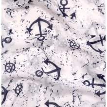 Schal, weiß/blau, 100% Polyester, 80 x 180 cm