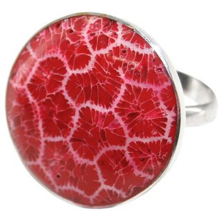Ring Edelstahl, Farbe: rot/weiß, Größe flexibel,  Ø 24 mm