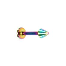 Labret Edelstahl, 8 mm lang, 3 mm Cone, rainbow, Gew. 1,2 mm