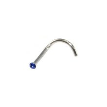 Nosestud Curve Edelst. m. Stein,  L: 6,5 mm,  capri blue