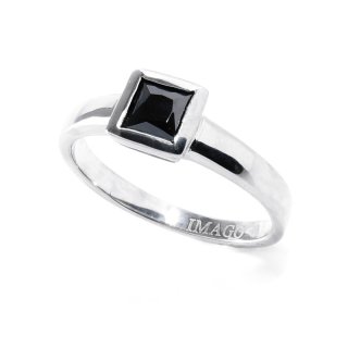 Edelstahlring mit Schmuckstein, onyx, Höhe: 6 mm, U: 55 mm