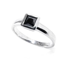 Edelstahlring mit Schmuckstein, onyx, Höhe: 6 mm, U:...