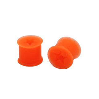 Flesh Tunnel Silikon "Stern" neonorange, verschiedene Größen