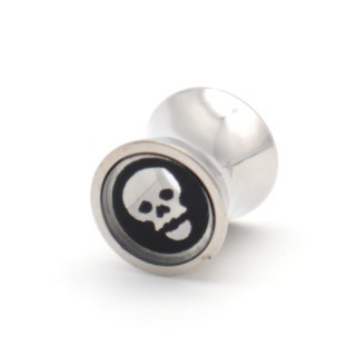 Ear Plug "Skull" aus Edelstahl und Glas,  Ø 8 mm
