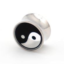 Ear Plug "Yin Yang" aus Edelstahl und Glas,...