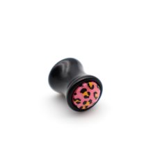 Ear Plug "Leo" Acryl, schwarz/pink, Ø 6 mm
