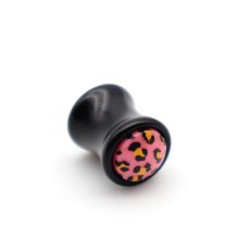 Ear Plug "Leo" Acryl, schwarz/pink, Ø 8 mm
