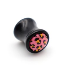 Ear Plug "Leo" Acryl, schwarz/pink, Ø 10 mm