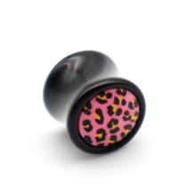 Ear Plug "Leo" Acryl, schwarz/pink, Ø 14 mm