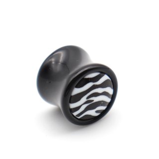Ear Plug "Zebra" Acryl, schwarz/weiß, verschiedene Größen