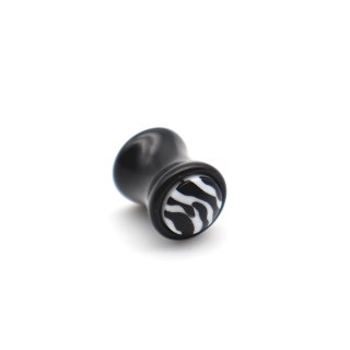 Ear Plug "Zebra" Acryl, schwarz/weiß, Ø 6 mm