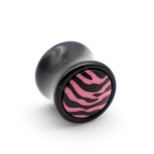 Ear Plug "Zebra" Acryl, schwarz/pink,...