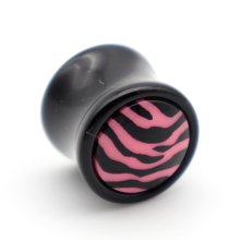 Ear Plug "Zebra" Acryl, schwarz/pink, Ø...
